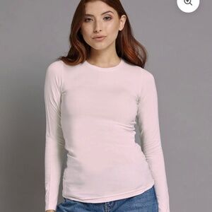 MAJESTIC FILATURES LONG SLEEVE SOFT TOUCH VISCOSE CREWNECK IN PETALE